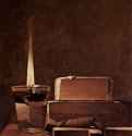 Кающаяся Мария Магдалина (Магдалина Терфа). Фрагмент. Свеча и книги. 1625-1650 - Холст, маслоБароккоФранцияПариж. Лувр